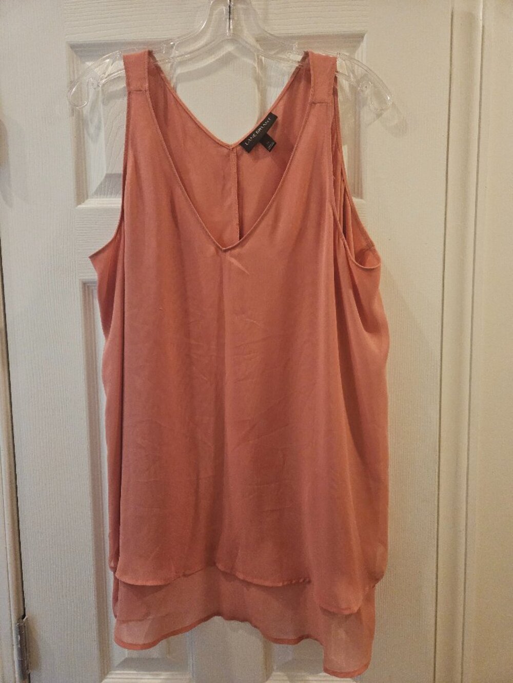 Lane Bryant Double V-Neck Layered Chiffon Swing Tank Top Dusty Rose 14/16